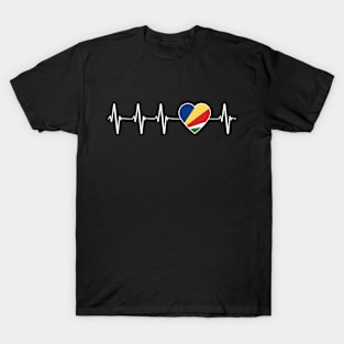 Seychelles Flag Seychelloise Heartbeat Love T-Shirt